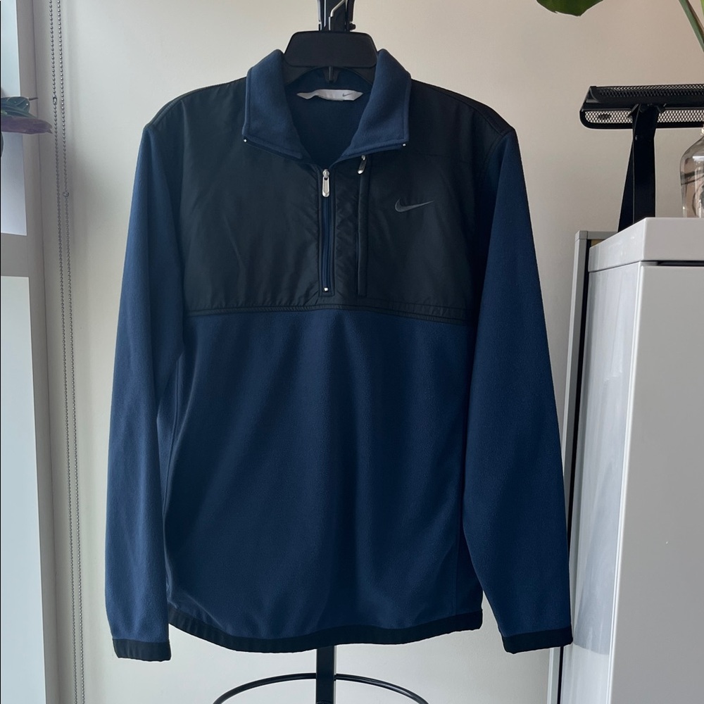 Nike Navy and Black Half-Zip Pullover Fleece